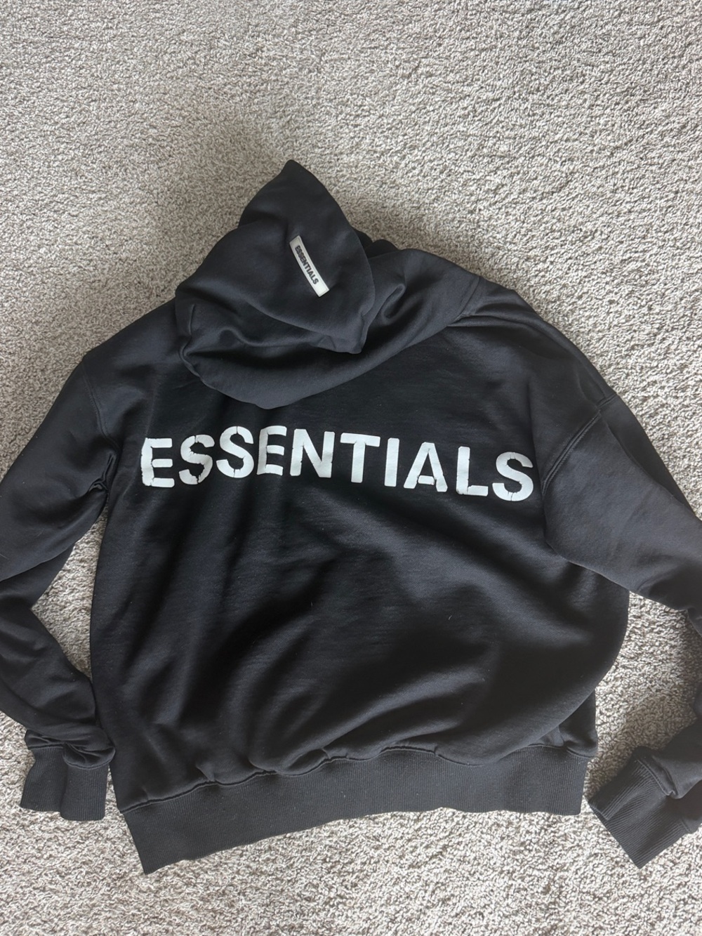 Essentials Black Hoodie Sweater with White ESSENTIALS Logo